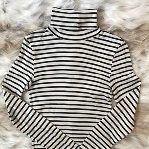 Splendid Black and White Striped Turtleneck - S